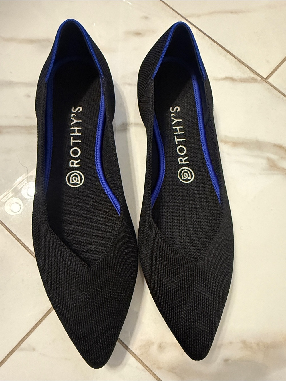 Rothy's Black Pointed Toe Flats ( V shape-at toes) - Picture 2 of 4